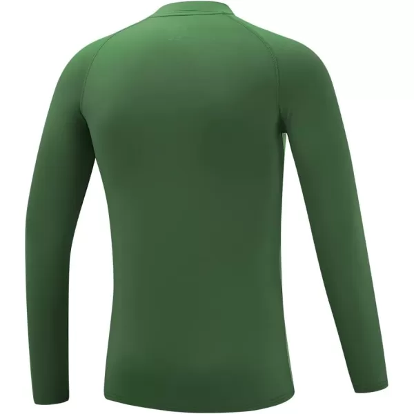 DEVOROPA Youth Boys Compression Thermal Shirt Long Sleeve Fleece Baselayer Soccer Baseball UndershirtMock Neckgreen