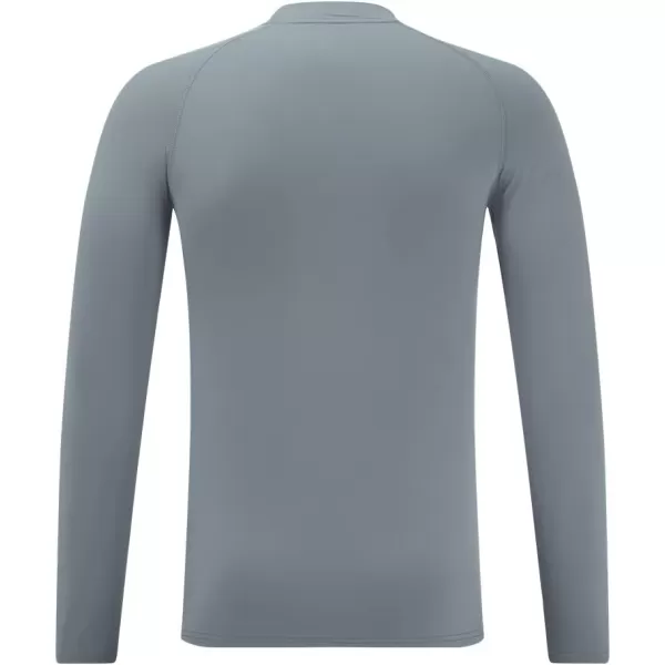 DEVOROPA Youth Boys Compression Thermal Shirt Long Sleeve Fleece Baselayer Soccer Baseball UndershirtMock Necklight Gray