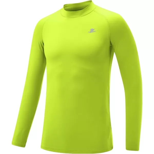 DEVOROPA Youth Boys Compression Thermal Shirt Long Sleeve Fleece Baselayer Soccer Baseball UndershirtMock Necklime