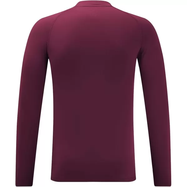 DEVOROPA Youth Boys Compression Thermal Shirt Long Sleeve Fleece Baselayer Soccer Baseball UndershirtMock Neckmaroon