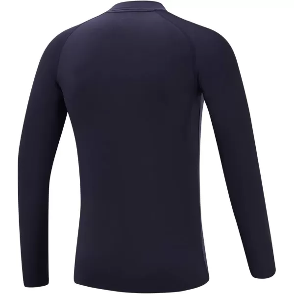 DEVOROPA Youth Boys Compression Thermal Shirt Long Sleeve Fleece Baselayer Soccer Baseball UndershirtMock Necknavy