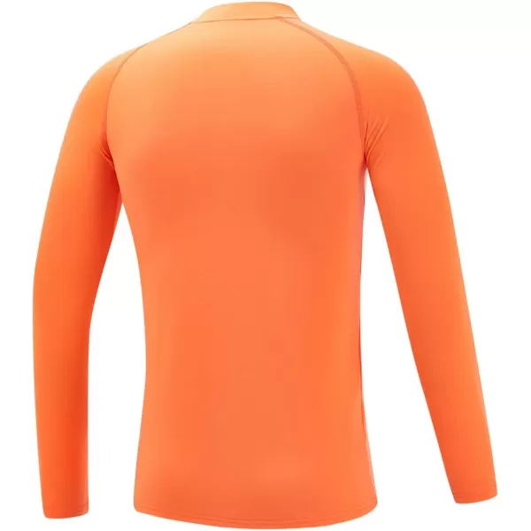 DEVOROPA Youth Boys Compression Thermal Shirt Long Sleeve Fleece Baselayer Soccer Baseball UndershirtMock Neckorange