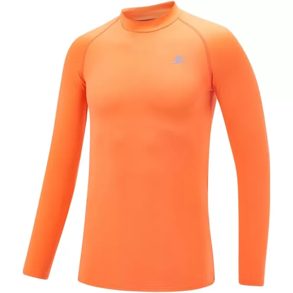 DEVOROPA Youth Boys Compression Thermal Shirt Long Sleeve Fleece Baselayer Soccer Baseball UndershirtMock Neckorange