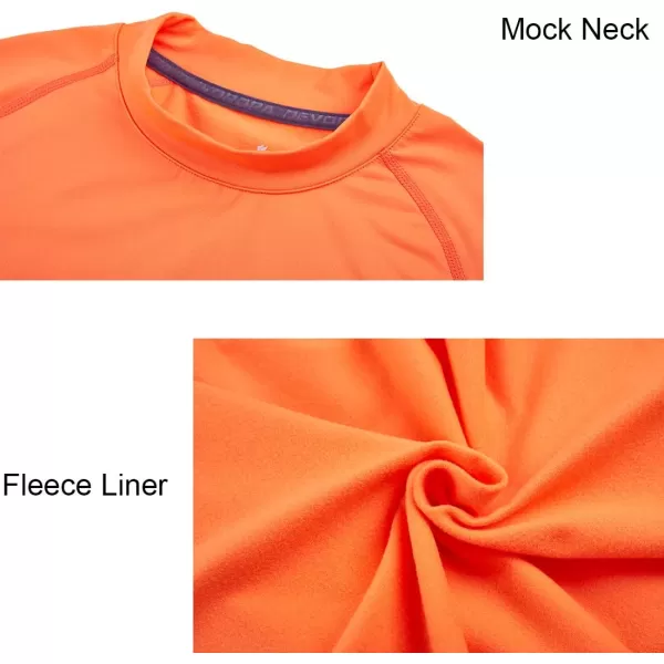 DEVOROPA Youth Boys Compression Thermal Shirt Long Sleeve Fleece Baselayer Soccer Baseball UndershirtMock Neckorange
