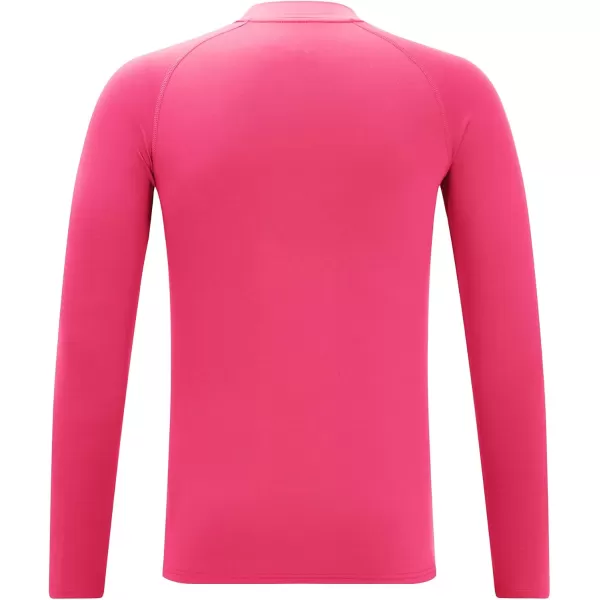 DEVOROPA Youth Boys Compression Thermal Shirt Long Sleeve Fleece Baselayer Soccer Baseball UndershirtMock Neckpink