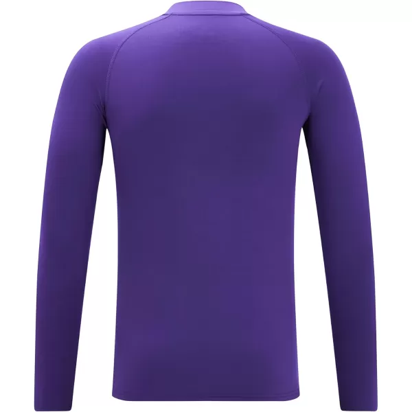 DEVOROPA Youth Boys Compression Thermal Shirt Long Sleeve Fleece Baselayer Soccer Baseball UndershirtMock Neckpurple
