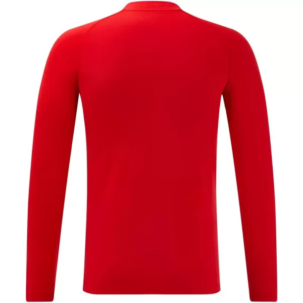 DEVOROPA Youth Boys Compression Thermal Shirt Long Sleeve Fleece Baselayer Soccer Baseball UndershirtMock Neckred