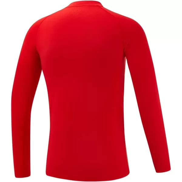 DEVOROPA Youth Boys Compression Thermal Shirt Long Sleeve Fleece Baselayer Soccer Baseball UndershirtMock Neckred