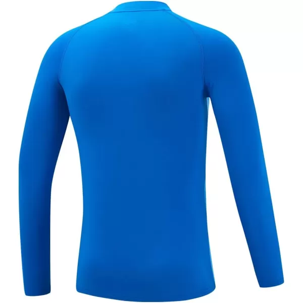 DEVOROPA Youth Boys Compression Thermal Shirt Long Sleeve Fleece Baselayer Soccer Baseball UndershirtMock Neckroyal Blue