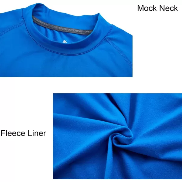 DEVOROPA Youth Boys Compression Thermal Shirt Long Sleeve Fleece Baselayer Soccer Baseball UndershirtMock Neckroyal Blue