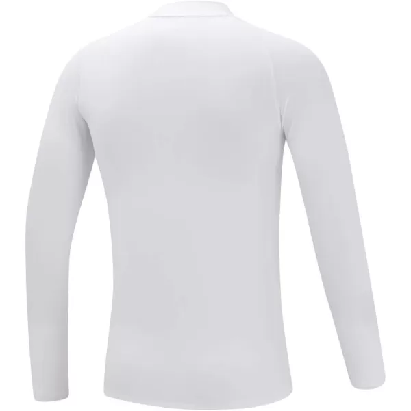DEVOROPA Youth Boys Compression Thermal Shirt Long Sleeve Fleece Baselayer Soccer Baseball UndershirtMock Neckwhite