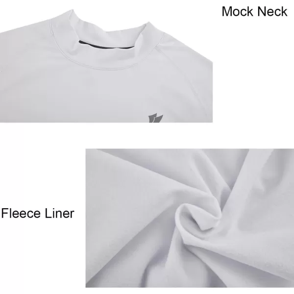 DEVOROPA Youth Boys Compression Thermal Shirt Long Sleeve Fleece Baselayer Soccer Baseball UndershirtMock Neckwhite