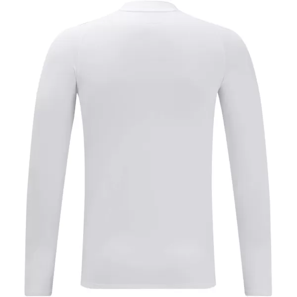 DEVOROPA Youth Boys Compression Thermal Shirt Long Sleeve Fleece Baselayer Soccer Baseball UndershirtMock Neckwhite