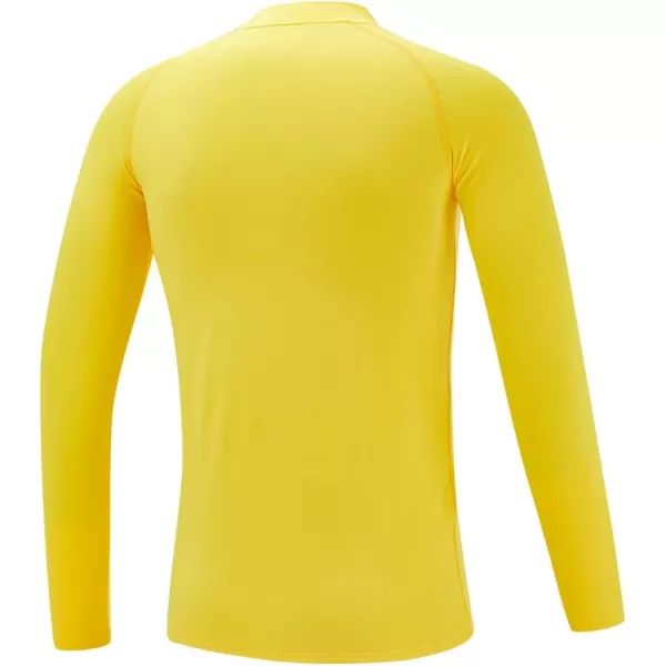 DEVOROPA Youth Boys Compression Thermal Shirt Long Sleeve Fleece Baselayer Soccer Baseball UndershirtMock Neckyellow
