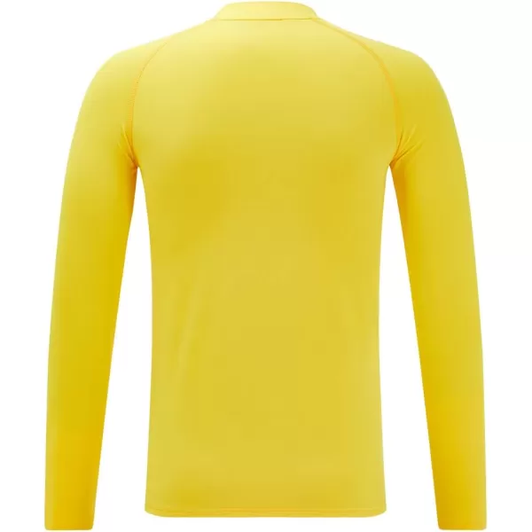 DEVOROPA Youth Boys Compression Thermal Shirt Long Sleeve Fleece Baselayer Soccer Baseball UndershirtMock Neckyellow