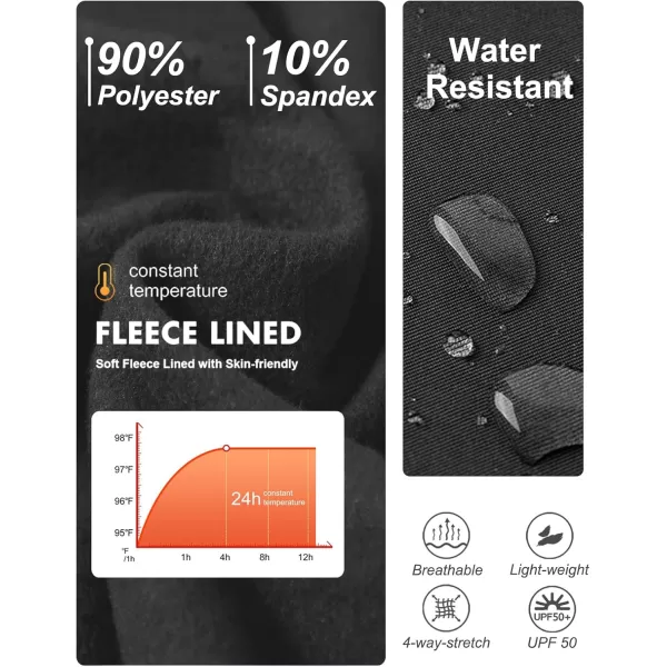 DEVOROPA Youth Boys Fleece Lined Sweatpants Open Bottom Water Resistant Winter Thermal Track Athletic Pants Zipper PocketsBlack
