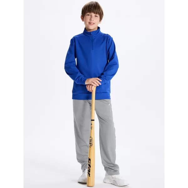 DEVOROPA Youth Boys Fleece Lined Sweatpants Open Bottom Water Resistant Winter Thermal Track Athletic Pants Zipper PocketsLight Grey