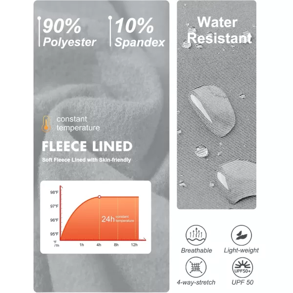 DEVOROPA Youth Boys Fleece Lined Sweatpants Open Bottom Water Resistant Winter Thermal Track Athletic Pants Zipper PocketsLight Grey