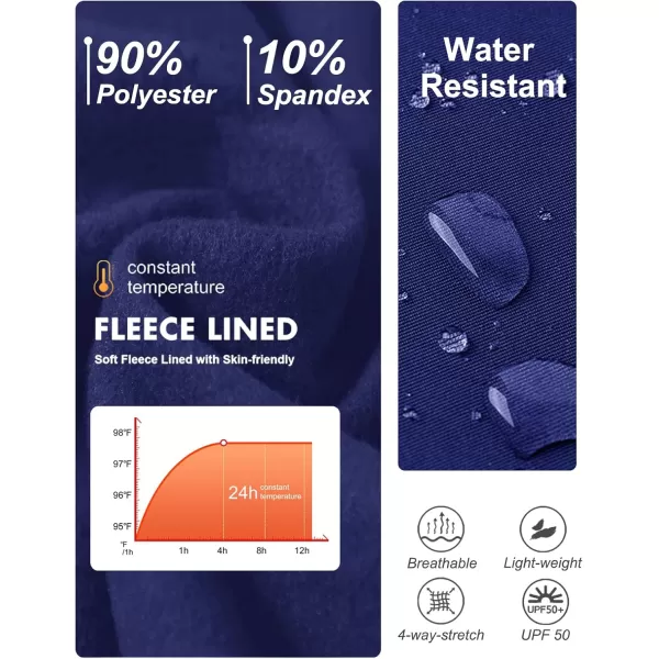 DEVOROPA Youth Boys Fleece Lined Sweatpants Open Bottom Water Resistant Winter Thermal Track Athletic Pants Zipper PocketsNavy