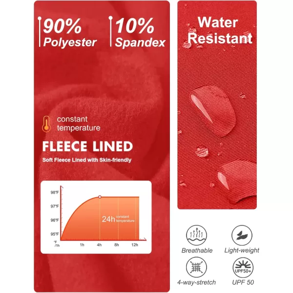 DEVOROPA Youth Boys Fleece Lined Sweatpants Open Bottom Water Resistant Winter Thermal Track Athletic Pants Zipper PocketsRed