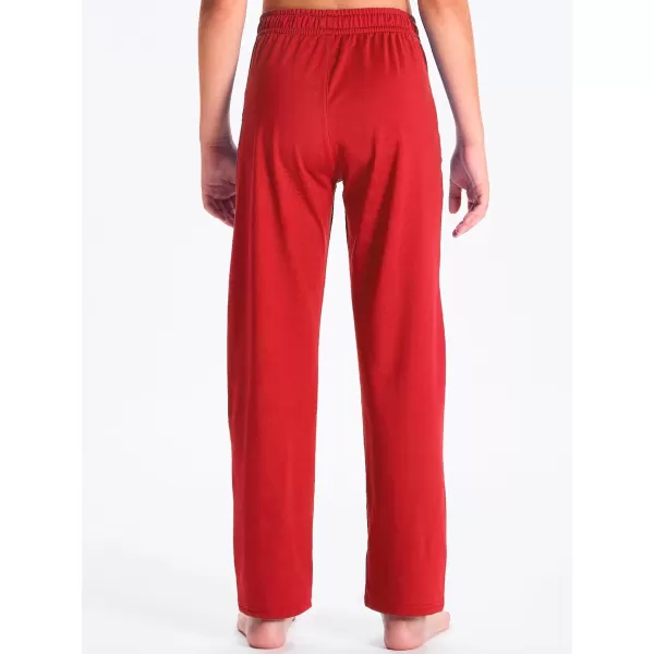 DEVOROPA Youth Boys Fleece Lined Sweatpants Open Bottom Water Resistant Winter Thermal Track Athletic Pants Zipper PocketsRed