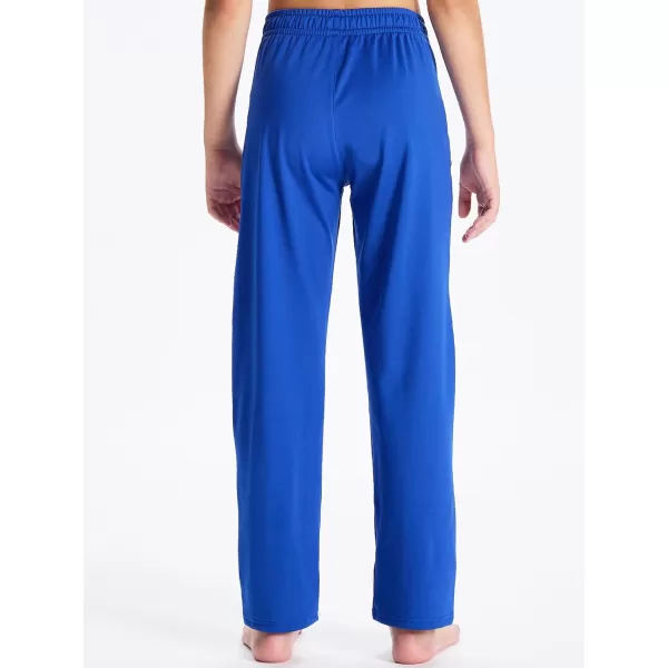 DEVOROPA Youth Boys Fleece Lined Sweatpants Open Bottom Water Resistant Winter Thermal Track Athletic Pants Zipper PocketsRoyal Blue