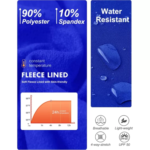 DEVOROPA Youth Boys Fleece Lined Sweatpants Open Bottom Water Resistant Winter Thermal Track Athletic Pants Zipper PocketsRoyal Blue