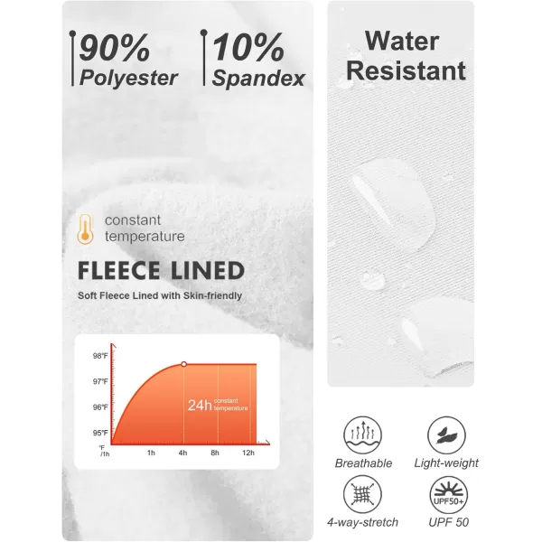 DEVOROPA Youth Boys Fleece Lined Sweatpants Open Bottom Water Resistant Winter Thermal Track Athletic Pants Zipper PocketsWhite