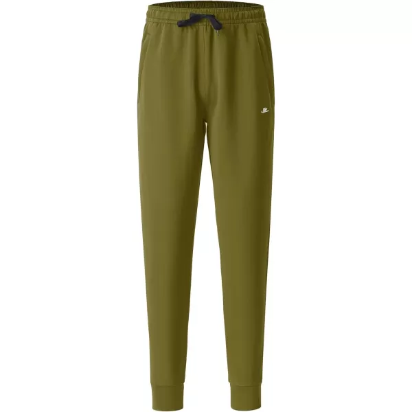 DEVOROPA Youth Boys Joggers Fleece Lined Water Resistant Tapered Sweatpants Winter Thermal Track Athletic Pants Zip PocketsArmy Green