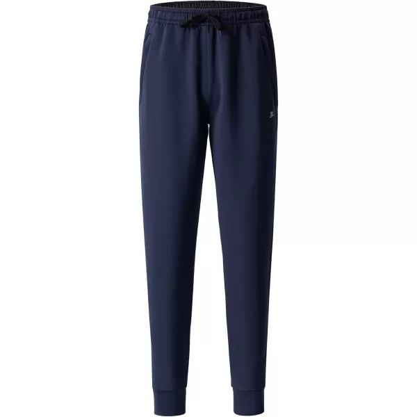 DEVOROPA Youth Boys Joggers Fleece Lined Water Resistant Tapered Sweatpants Winter Thermal Track Athletic Pants Zip PocketsNavy