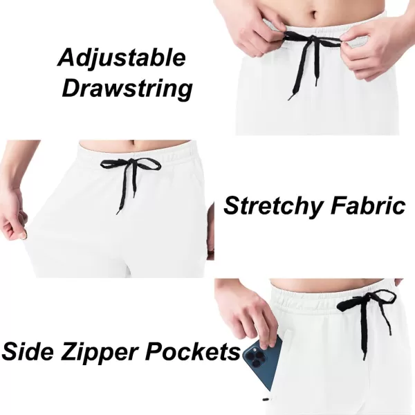 DEVOROPA Youth Boys Joggers Fleece Lined Water Resistant Tapered Sweatpants Winter Thermal Track Athletic Pants Zip PocketsWhite