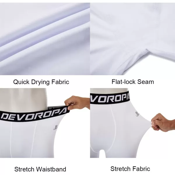 DEVOROPA Youth Boys One Leg Compression Pants for Basketball 34 Leggings Sports Tights Kids Athletic Soccer Base Layer2pack BlackWhiteright Long