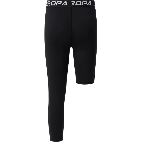 DEVOROPA Youth Boys One Leg Compression Pants for Basketball 34 Leggings Sports Tights Kids Athletic Soccer Base Layer3pack WhiteWhiteBlackleft Long