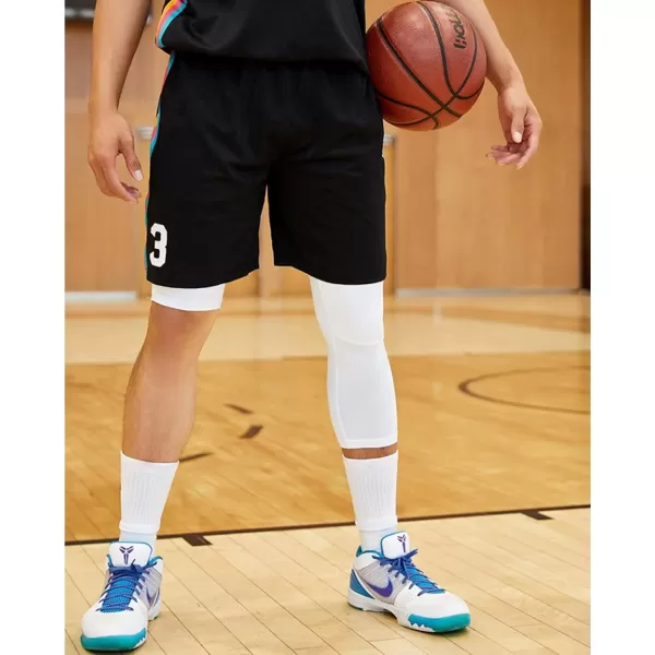 DEVOROPA Youth Boys One Leg Compression Pants for Basketball 34 Leggings Sports Tights Kids Athletic Soccer Base Layer3pack WhiteWhiteBlackleft Long