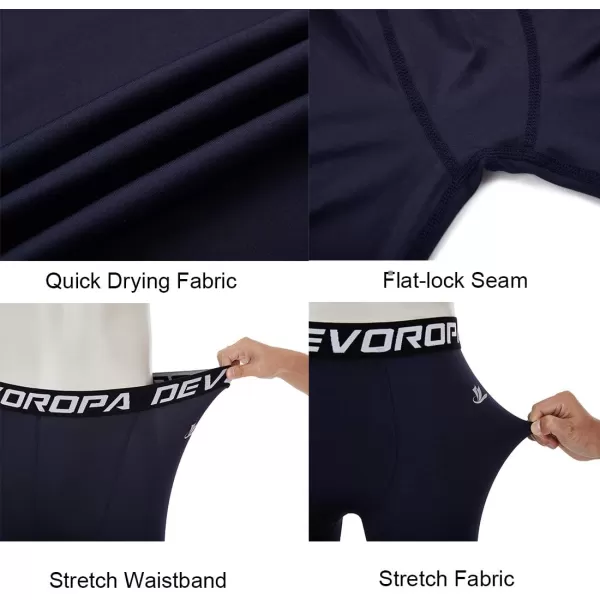 DEVOROPA Youth Boys One Leg Compression Pants for Basketball 34 Leggings Sports Tights Kids Athletic Soccer Base LayerNavyleft Long
