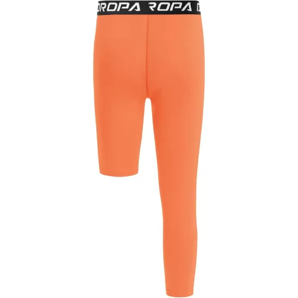 DEVOROPA Youth Boys One Leg Compression Pants for Basketball 34 Leggings Sports Tights Kids Athletic Soccer Base LayerOrangeright Long