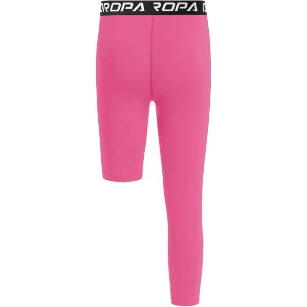 DEVOROPA Youth Boys One Leg Compression Pants for Basketball 34 Leggings Sports Tights Kids Athletic Soccer Base LayerPinkright Long