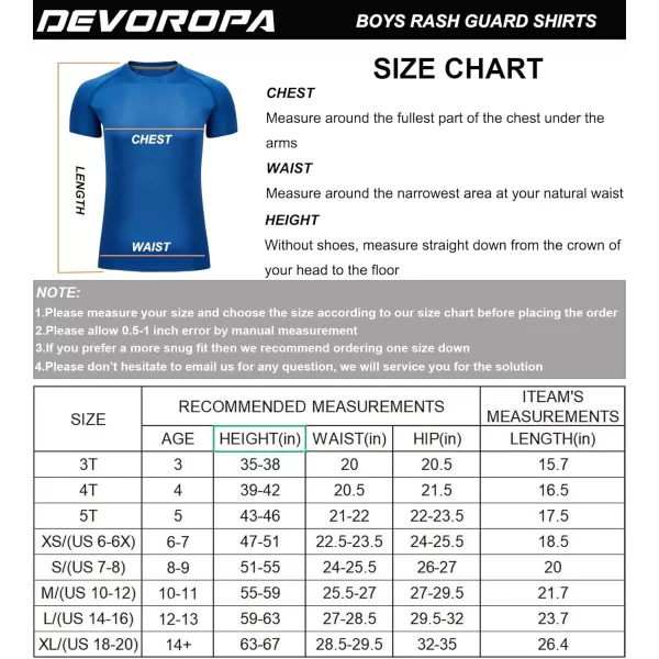 DEVOROPA Youth Boys Rash Guard Toddler Swim Shirts Short Sleeve Sun Shirts Lightweight Quick Dry UPF 50 Kids Surf Swimsuit2packblueroyal