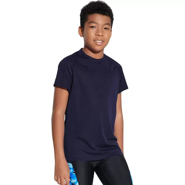 DEVOROPA Youth Boys Rash Guard Toddler Swim Shirts Short Sleeve Sun Shirts Lightweight Quick Dry UPF 50 Kids Surf Swimsuit2packnavygray