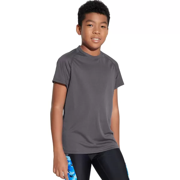 DEVOROPA Youth Boys Rash Guard Toddler Swim Shirts Short Sleeve Sun Shirts Lightweight Quick Dry UPF 50 Kids Surf Swimsuit2packnavygray
