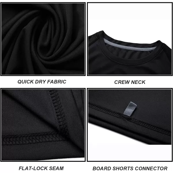 DEVOROPA Youth Boys Rash Guard Toddler Swim Shirts Short Sleeve Sun Shirts Lightweight Quick Dry UPF 50 Kids Surf SwimsuitBlack
