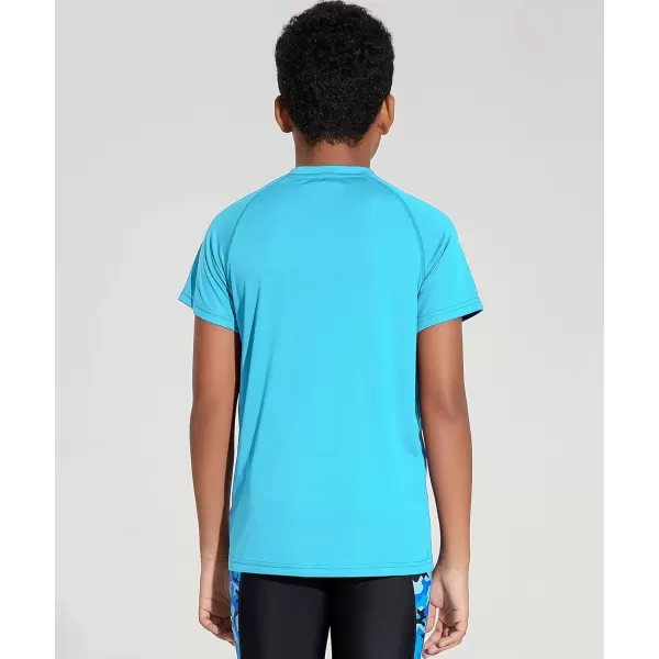 DEVOROPA Youth Boys Rash Guard Toddler Swim Shirts Short Sleeve Sun Shirts Lightweight Quick Dry UPF 50 Kids Surf SwimsuitBlue