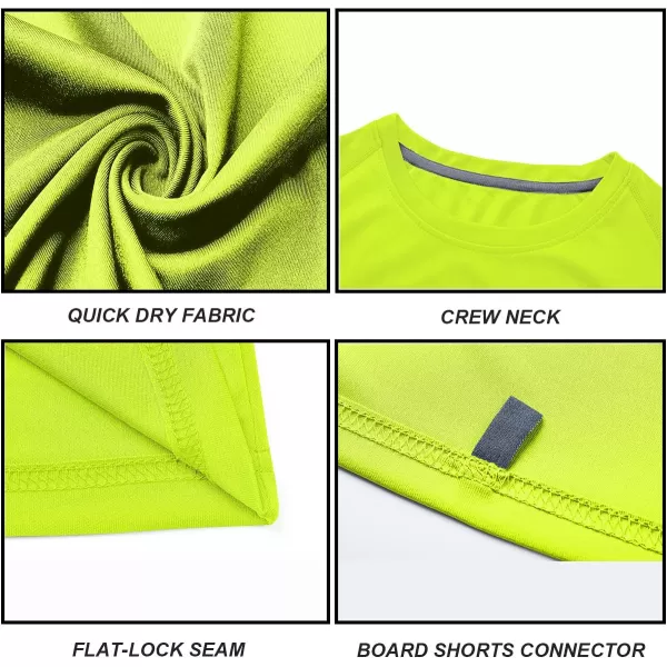 DEVOROPA Youth Boys Rash Guard Toddler Swim Shirts Short Sleeve Sun Shirts Lightweight Quick Dry UPF 50 Kids Surf SwimsuitFluorescent Green