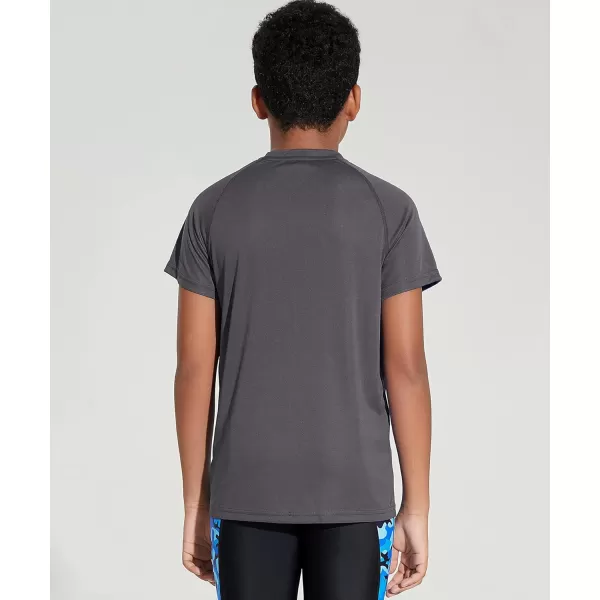 DEVOROPA Youth Boys Rash Guard Toddler Swim Shirts Short Sleeve Sun Shirts Lightweight Quick Dry UPF 50 Kids Surf SwimsuitGray