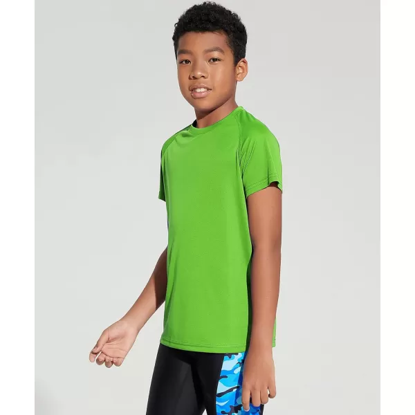 DEVOROPA Youth Boys Rash Guard Toddler Swim Shirts Short Sleeve Sun Shirts Lightweight Quick Dry UPF 50 Kids Surf SwimsuitGreen