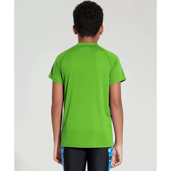 DEVOROPA Youth Boys Rash Guard Toddler Swim Shirts Short Sleeve Sun Shirts Lightweight Quick Dry UPF 50 Kids Surf SwimsuitGreen
