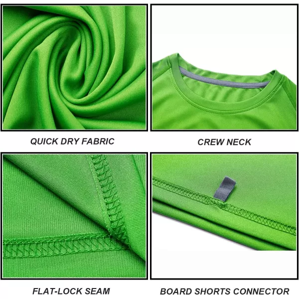 DEVOROPA Youth Boys Rash Guard Toddler Swim Shirts Short Sleeve Sun Shirts Lightweight Quick Dry UPF 50 Kids Surf SwimsuitGreen