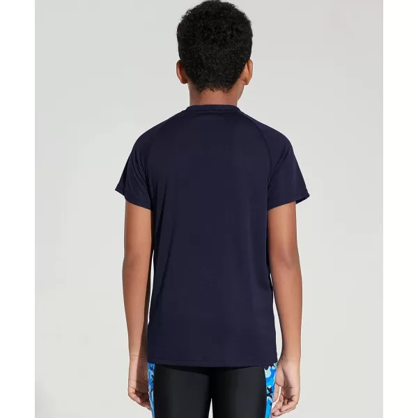 DEVOROPA Youth Boys Rash Guard Toddler Swim Shirts Short Sleeve Sun Shirts Lightweight Quick Dry UPF 50 Kids Surf SwimsuitNavy