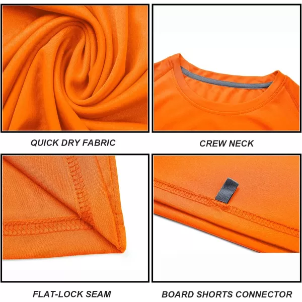 DEVOROPA Youth Boys Rash Guard Toddler Swim Shirts Short Sleeve Sun Shirts Lightweight Quick Dry UPF 50 Kids Surf SwimsuitOrange