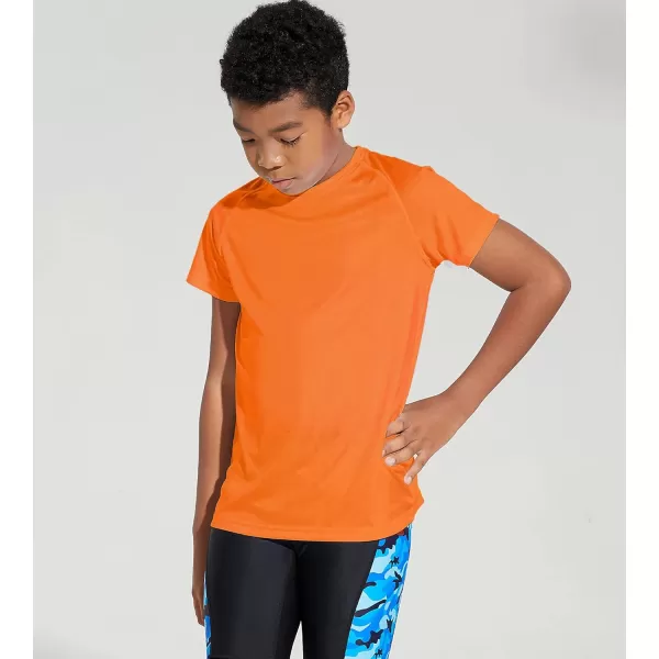 DEVOROPA Youth Boys Rash Guard Toddler Swim Shirts Short Sleeve Sun Shirts Lightweight Quick Dry UPF 50 Kids Surf SwimsuitOrange